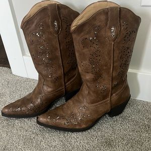 Roper Women’s Alisa Snip Toe Cowboy Boots size 10 festival western sparkle boot